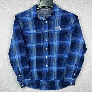 Field & Stream Men's L Navy Blue Tartan Plaid Shirt‎ Long Sleeve Outdoor Casual